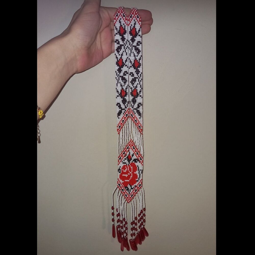 🌹 Gerdan with Red Rose – Inspired by Ukrainian Embroidery 🌹